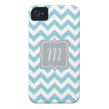 Blue and White Zigzag Monogram iPhone 4 Case-Mate Cases