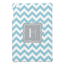 Blue and White Zigzag Monogram Case For The iPad Mini