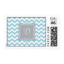 Blue and White Zigzag Monogram Stamp