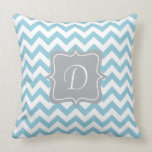 Blue and White Zigzag Monogram Throw Pillow