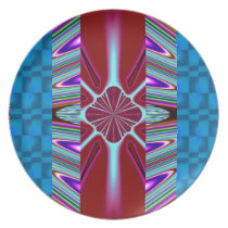 Blue and Wine Geometric Plate