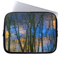 Blue and Yellow Abstract Water Reflections Laptop Sleeve