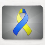 Blue and Yellow Awareness Ribbon Mousepad
