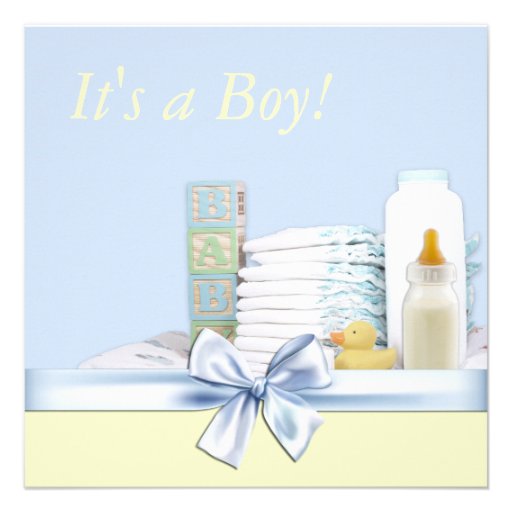 Blue and Yellow Baby Boy Shower Custom Invites