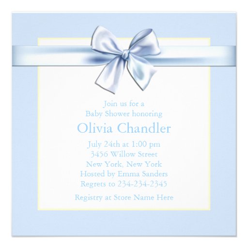 Blue and Yellow Baby Boy Shower Custom Invites