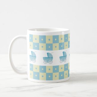 Blue and Yellow Baby Carriage Mug mug