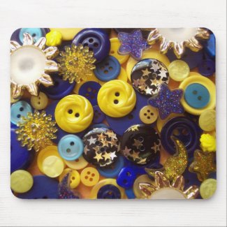 Blue and Yellow Button Collage mousepad