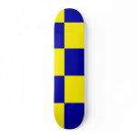 blue and yellow checherboard skate deck
