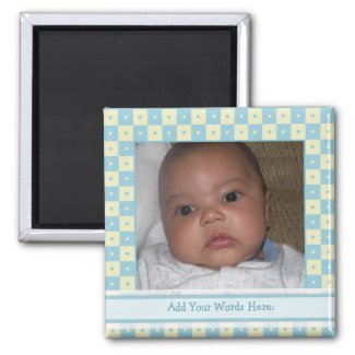 Blue and Yellow Checks: Picture Magnet