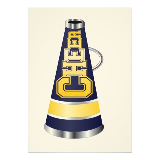 Blue and Yellow Cheer Megaphone Invitation