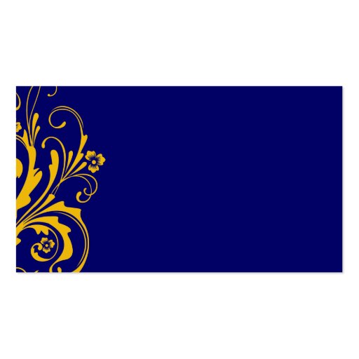 Blue and Yellow Chic Flourish Business Card (back side)