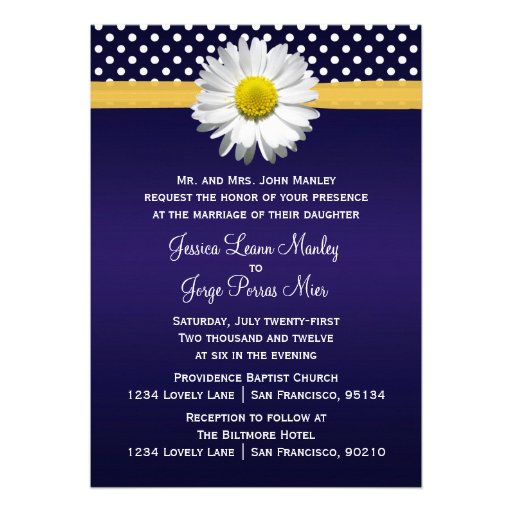 Blue and Yellow Daisy Wedding Invitation