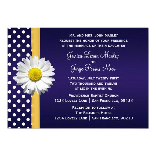 Blue and Yellow Daisy Wedding Invitation