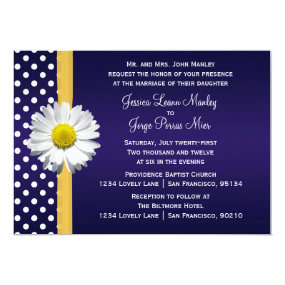 Blue and Yellow Daisy Wedding Invitation