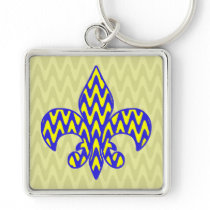 Blue and Yellow Fleur de lis Key Chain