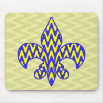 Blue and Yellow Fleur de lis Mousepad