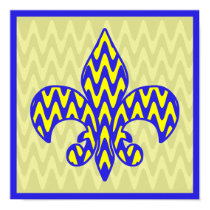 Blue and Yellow Fleur de lis Print