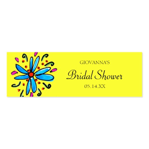 Blue and Yellow Floral Gift Tags Business Card (front side)