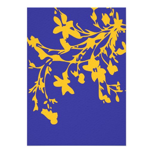 Blue and Yellow Floral Wedding Invitation