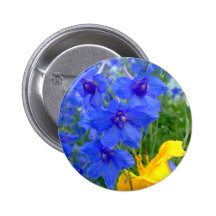 Blue and Yellow  Flowers Button