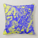 Blue and Yellow Foliage Throw Pillow pillows
