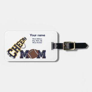 Blue and Yellow Football Cheer Mom Luggage Tag