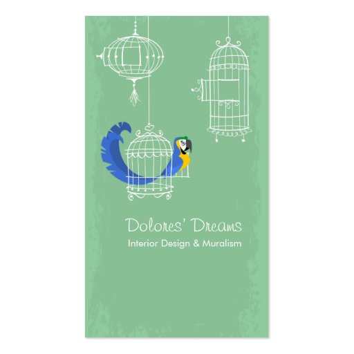 Blue-and-yellow Macaw Business Card Templates (front side)