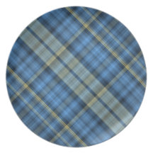 Blue and yellow plaid pattern party plate