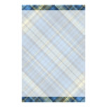 Blue and yellow plaid pattern stationery design