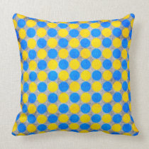 Blue and yellow polka dotted pillow pillows