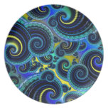 Blue and Yellow Retro Pattern Party Plates