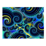Blue and Yellow Retro Pattern Post Card