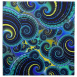 Blue and Yellow Retro Pattern Printed Napkins