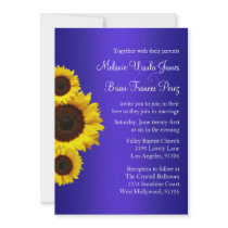 Blue and Yellow Sunflower Wedding Invitation