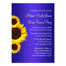 Blue and Yellow Sunflower Wedding Invitation
