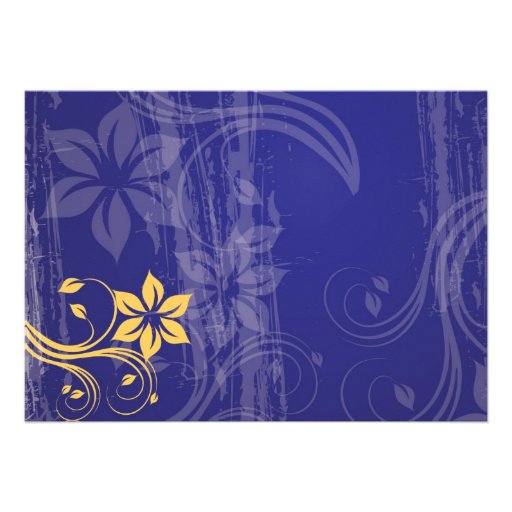 Blue and Yellow Swirl Wedding Invitation