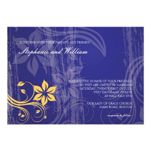 Blue and Yellow Swirl Wedding Invitation