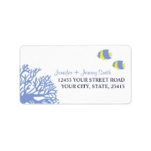 Blue and Yellow Tropcial Beach Address Address Label