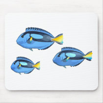 Blue and Yellow Tropical Fish Mouse Pads