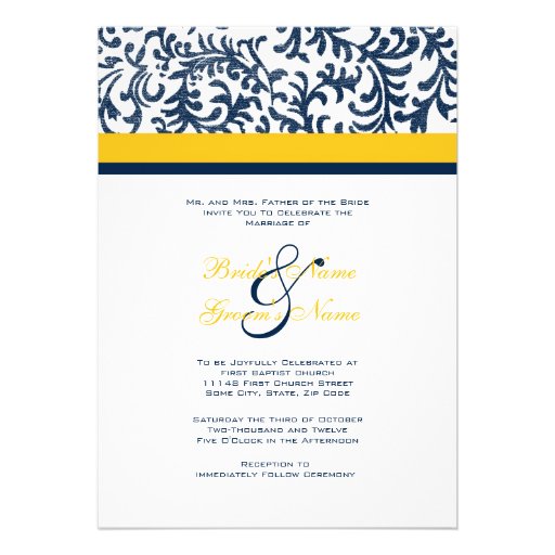 Blue and Yellow Wedding Invitation (front side)