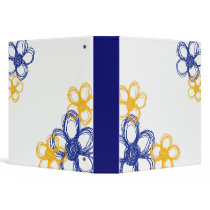 Blue and Yellow Wild Flowers Vinyl Binder