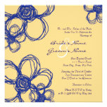 Blue and Yellow Wild Flowers Wedding Invitation