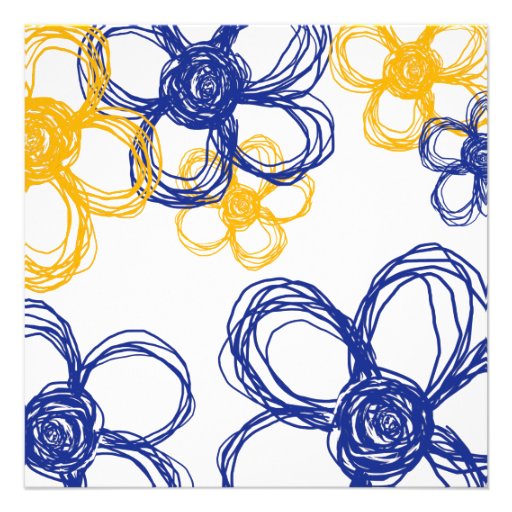 Blue and Yellow Wild Flowers Wedding Invitation