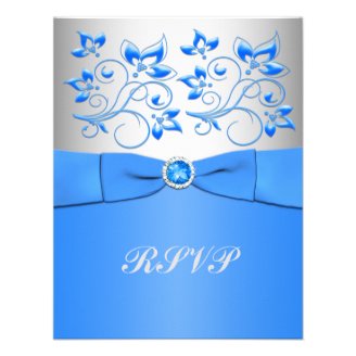 Blue andSilver Floral RSVP Card Announcements
