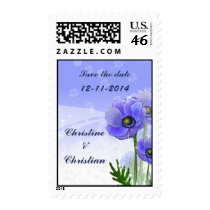 Blue Anemone save the date postage
