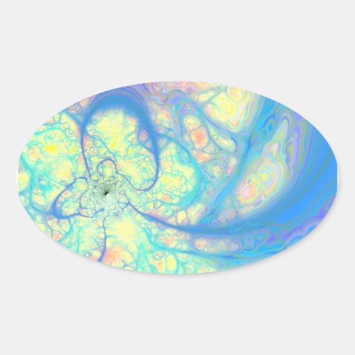 Blue Angel – Cosmic Azure & Lemon Oval Sticker