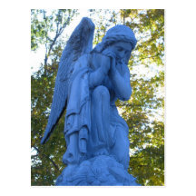 Blue Angel Zink Statue postcard