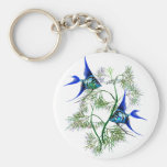 Blue Angelfish in Plants Key Chains