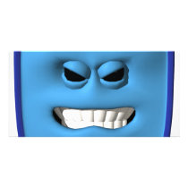 blue angy smiley photo cards by SmileyFaceStore blue angy smiley photo cards