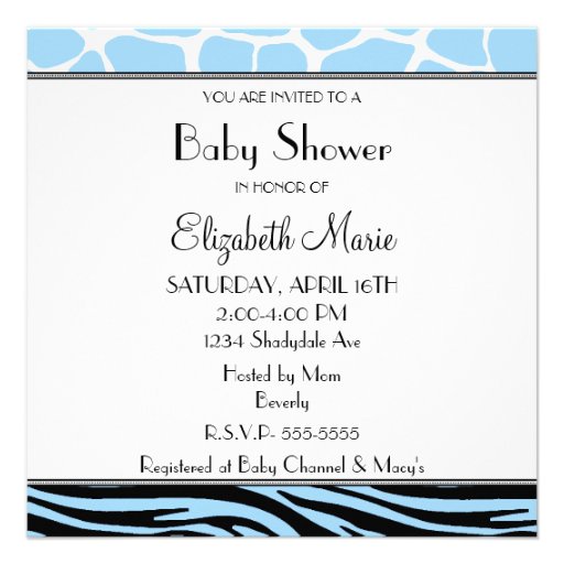 Blue Animal Print-Baby Shower Invitation